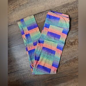 LuLaRoe Multicolor Striped & Block Print Leggings